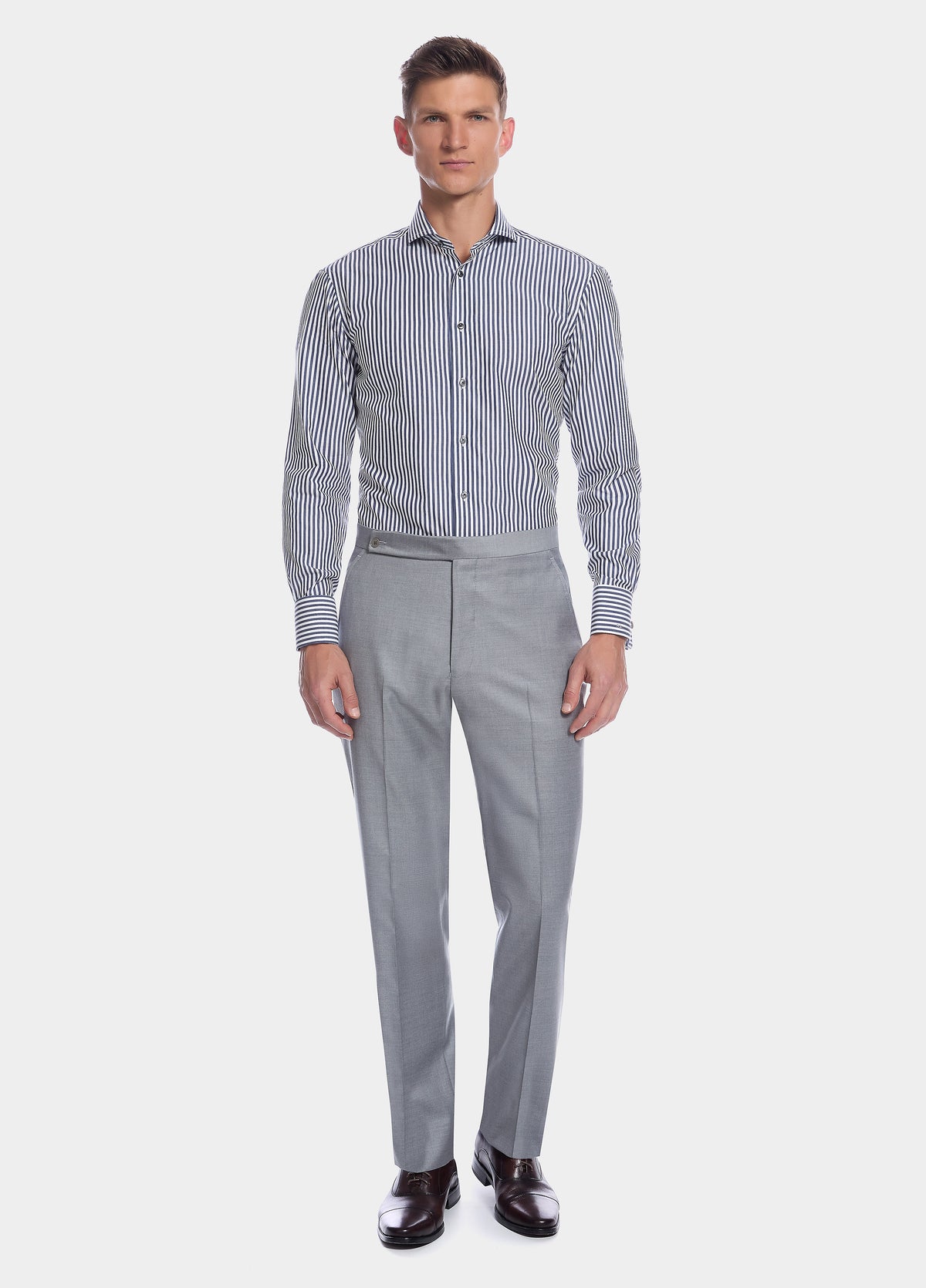 Camisa De Rayas Gruesas Azul Marino