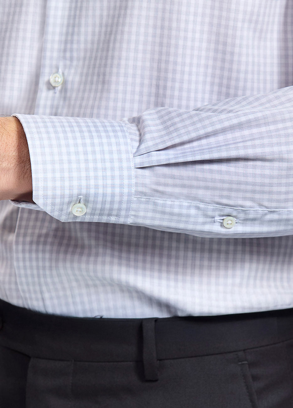 Camisa Gris Con Blanco Non Iron