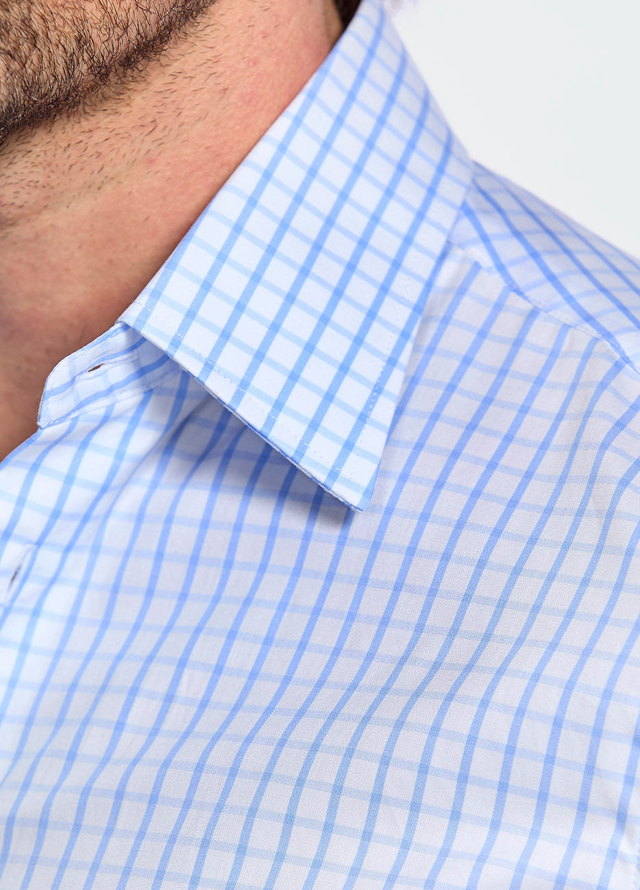 Camisa Cuadro Azul Con Blanco