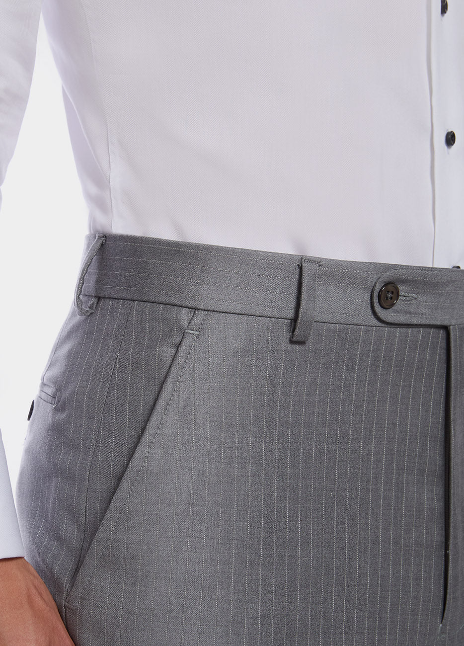 Pantalón Raya Diplomática Gris Claro Rayas Blancas