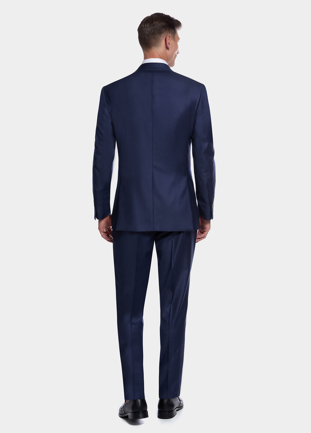 HAVOC Traje Príncipe De Gales Azul Palido Lineas Azul Marino Lana Super 150´S
