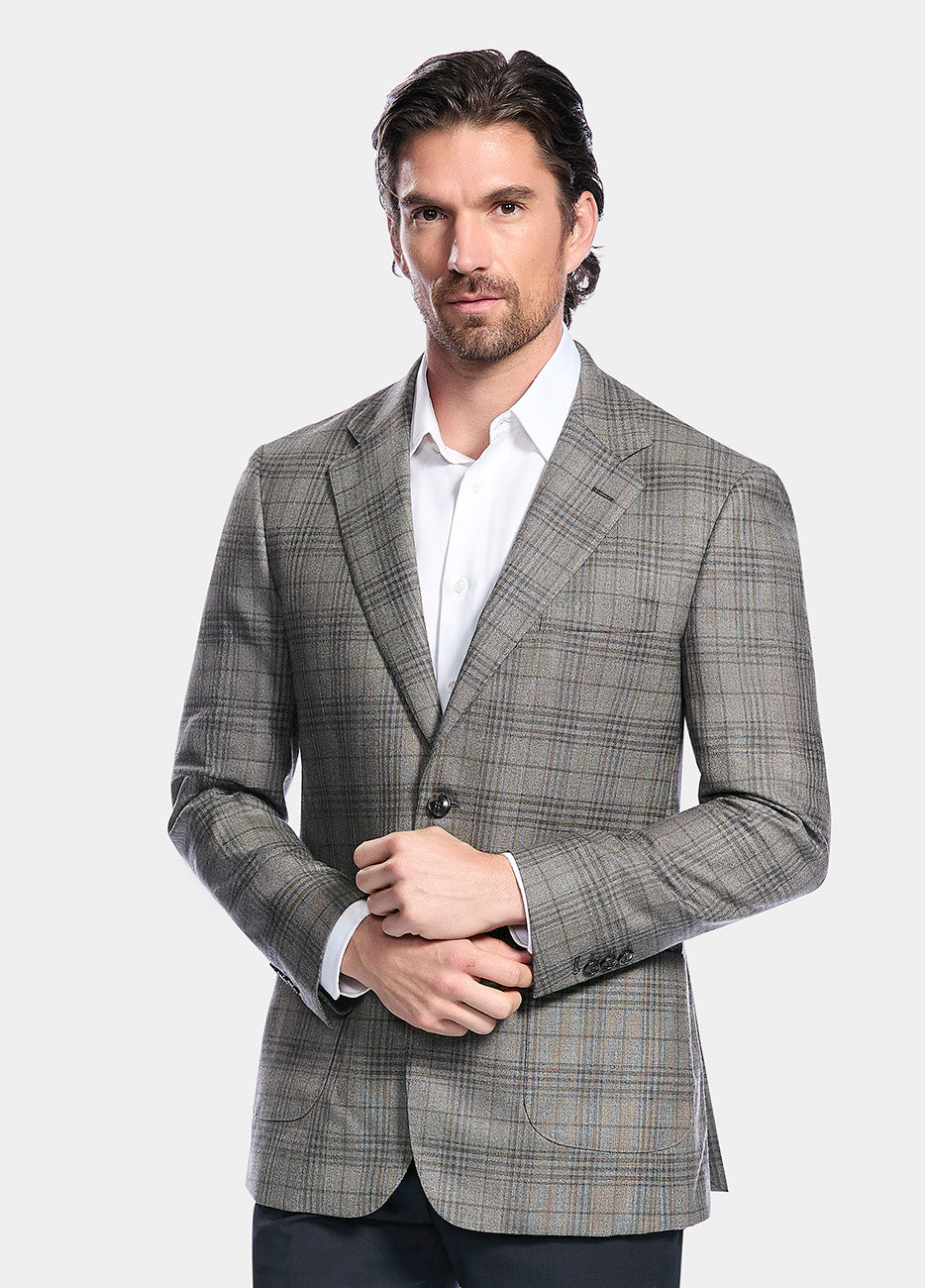 Blazer Príncipe De Gales Café Grisáceo