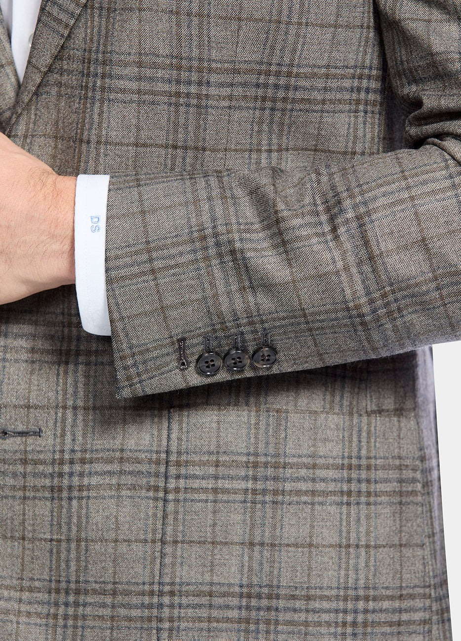 Blazer Príncipe De Gales Café Grisáceo