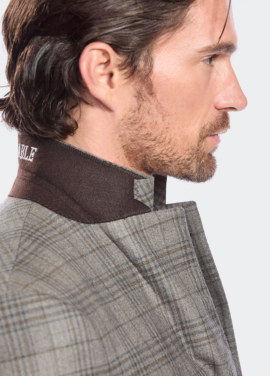 Blazer Príncipe De Gales Café Grisáceo