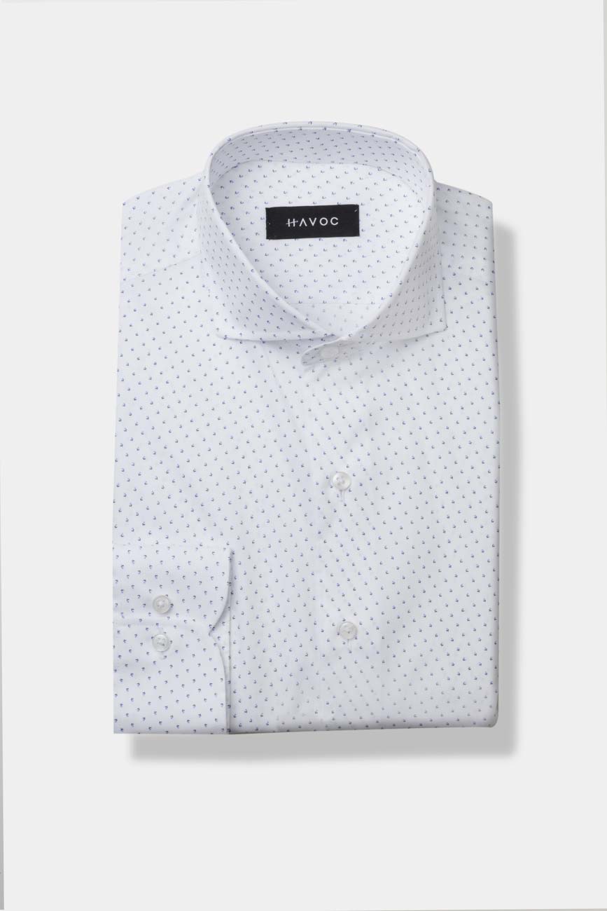 Camisa Casual Blanco Microdiseño Flores Rtw| HAVOC