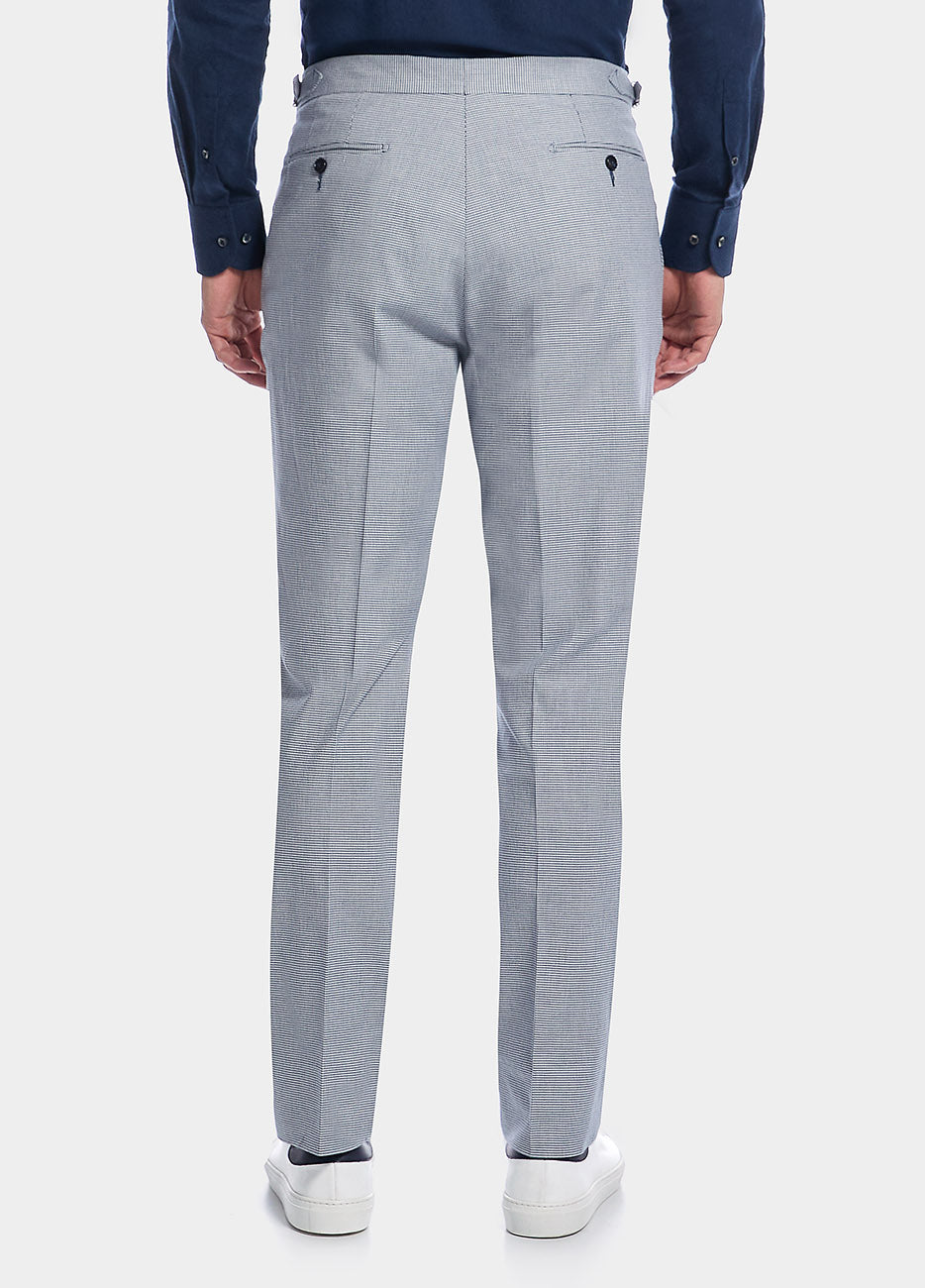 Pantalón Microdiseño Azul Con Blanco Pata De Gallo