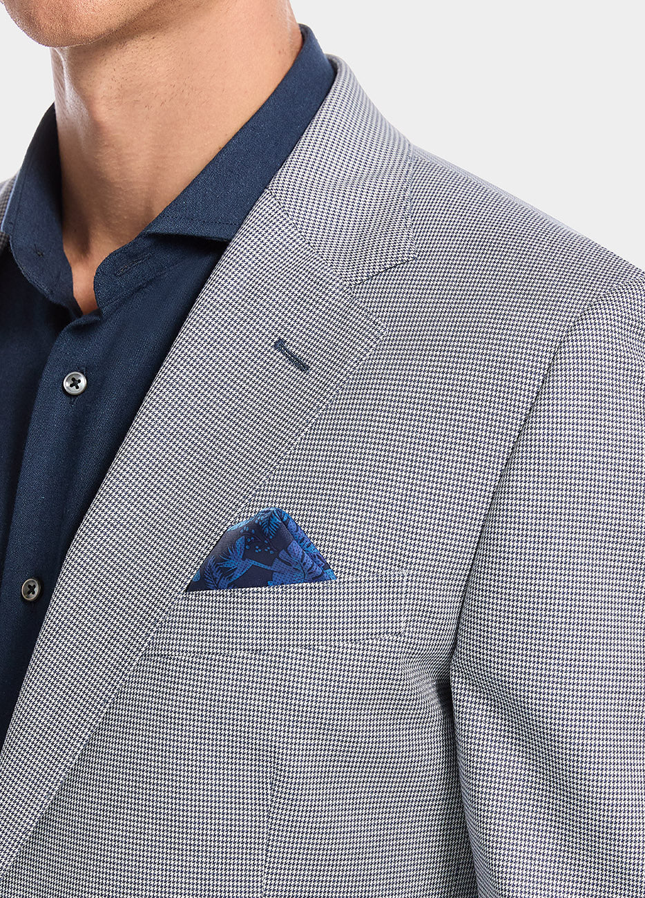 Blazer Microdiseño Azul Con Blanco Pata De Gallo