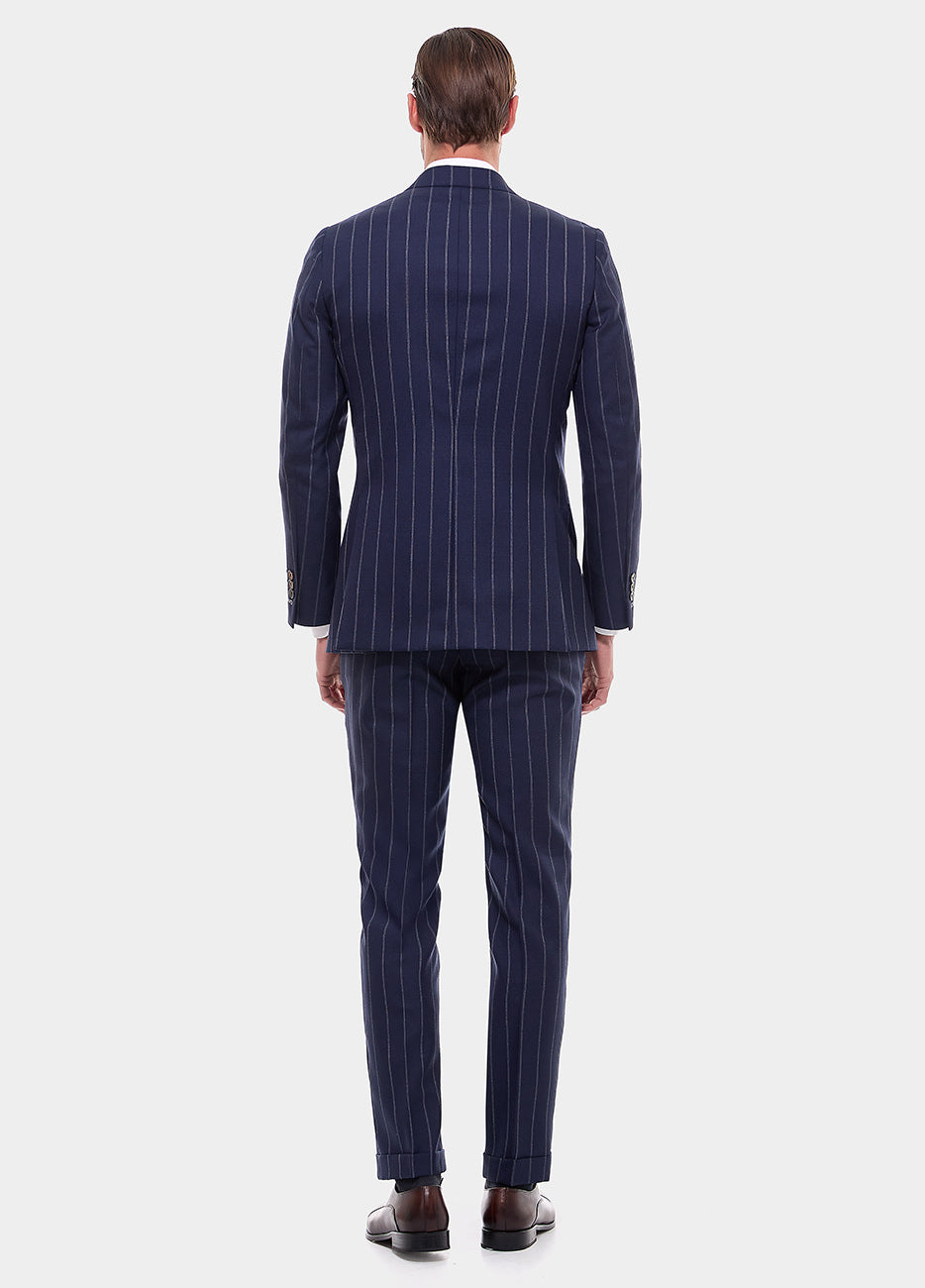 Traje Raya Diplomatica Azul Medianoche Y Blanco