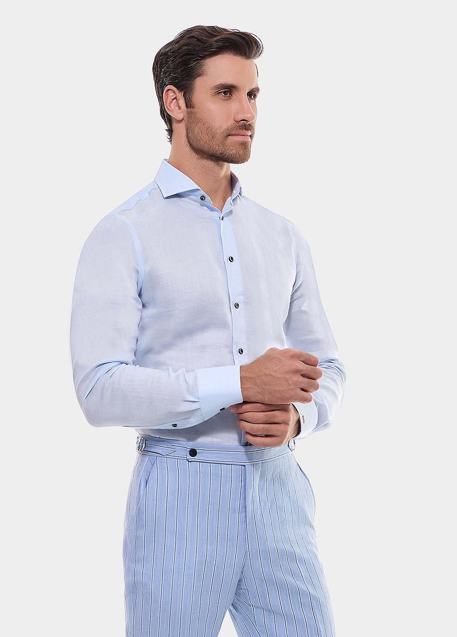 Camisa Fil A Fil Azul Cielo