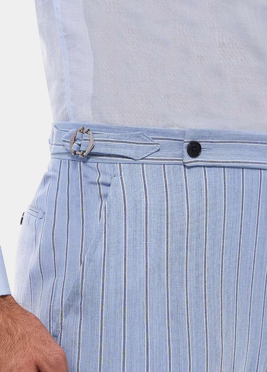 Pantalón Raya Diplomatica Azul Maya Y Azul Zafiro