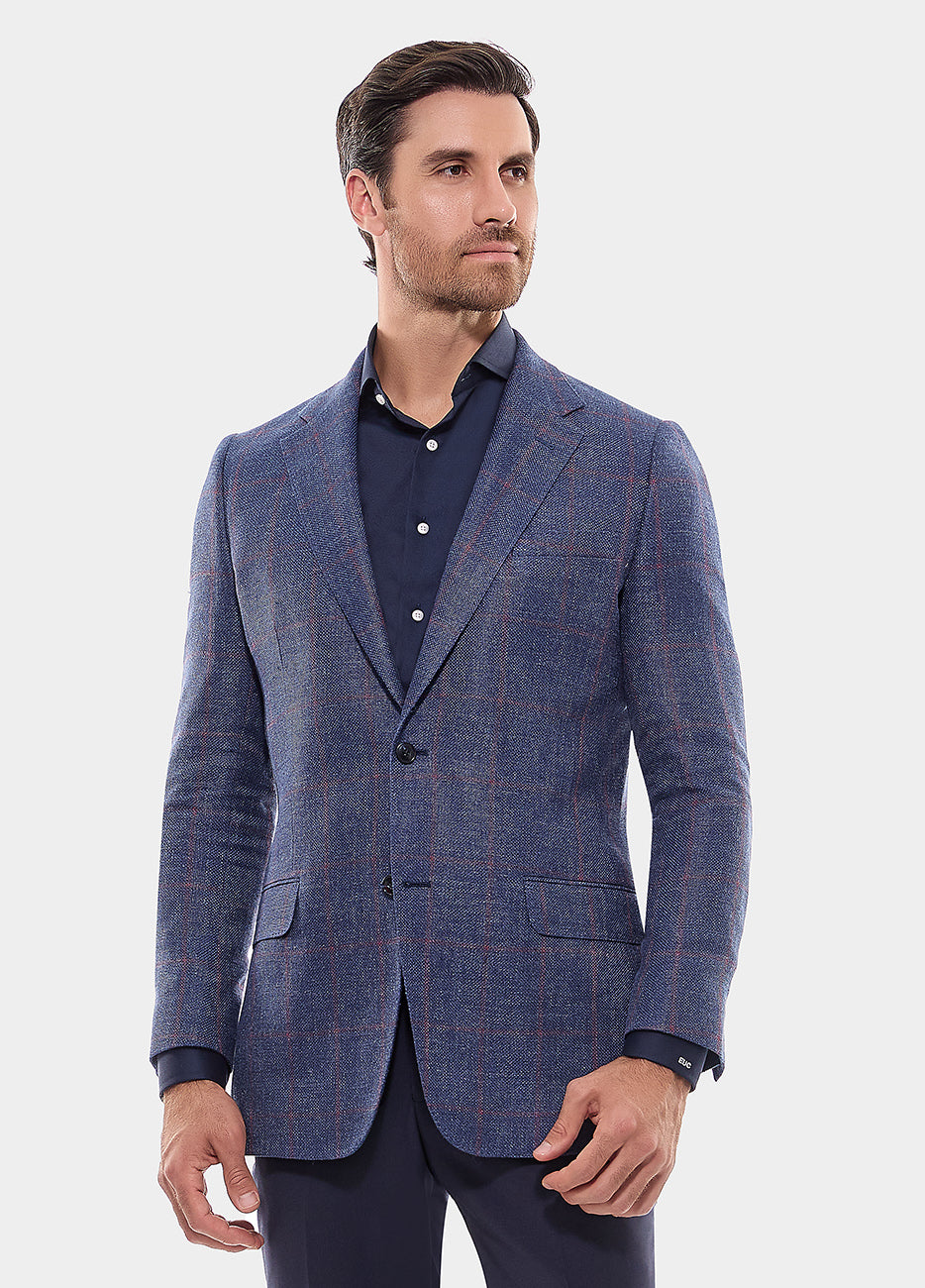 Blazer Cuadro Ventana Azul Turqui Y Bermellon| HAVOC