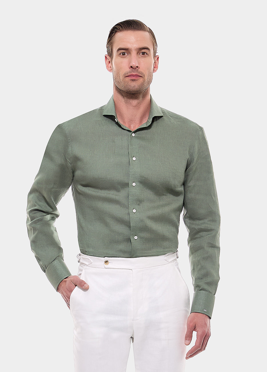 Camisa Lisa Verde Olivo