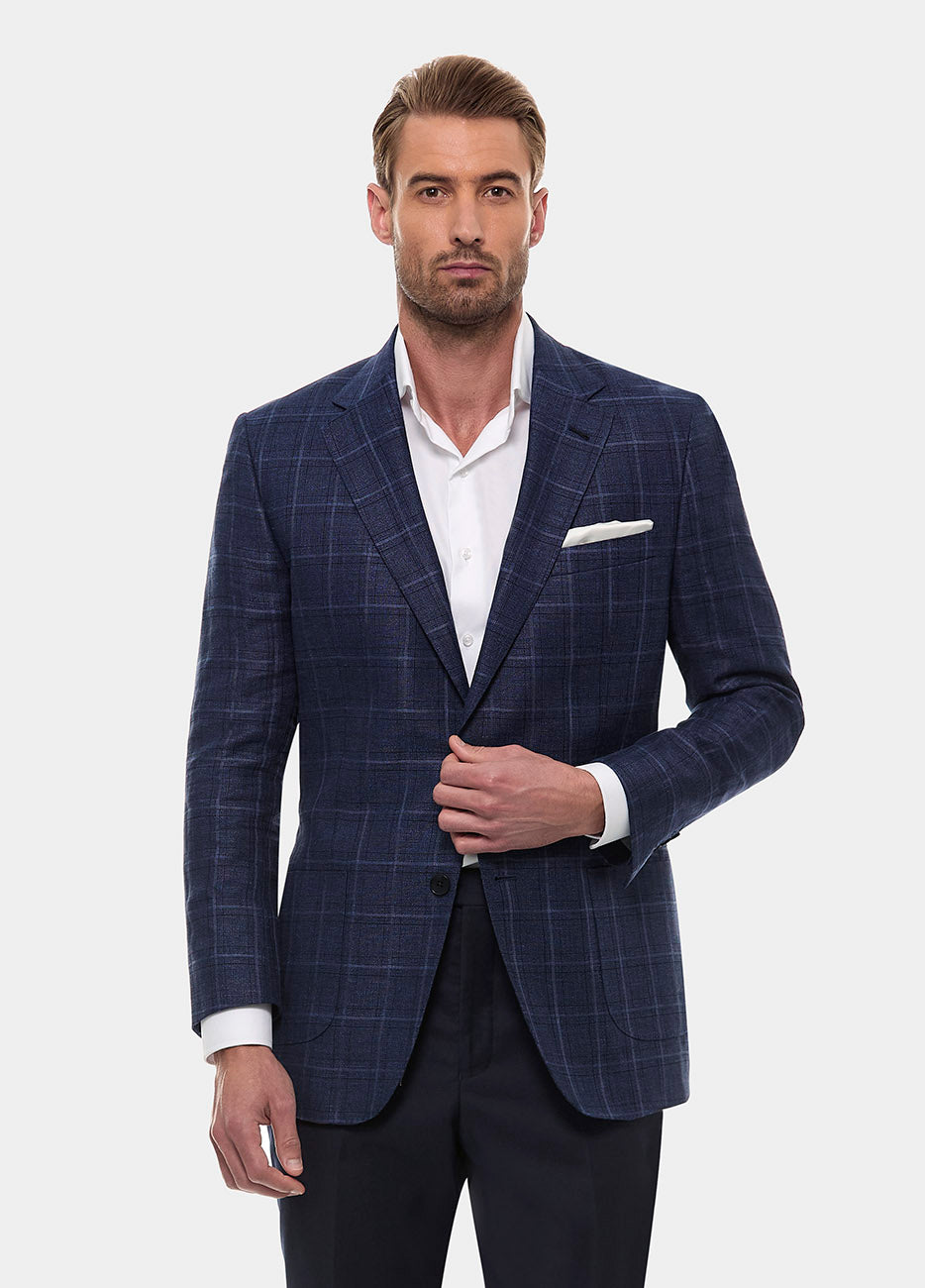 Havoc Traje Príncipe De Gales Azul Medio Y Negro