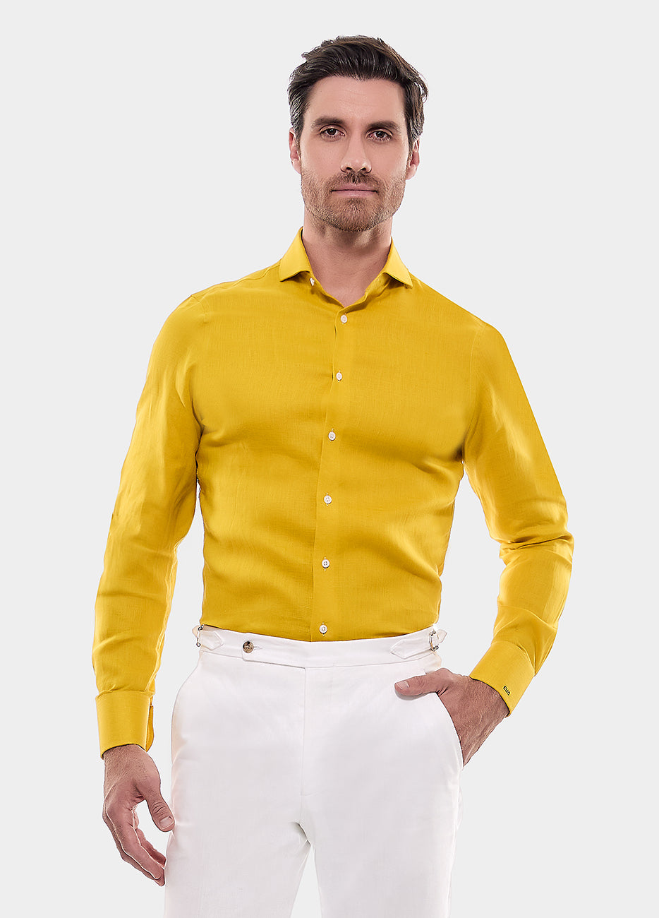 Camisa Fil A Fil Amarillo Golden
