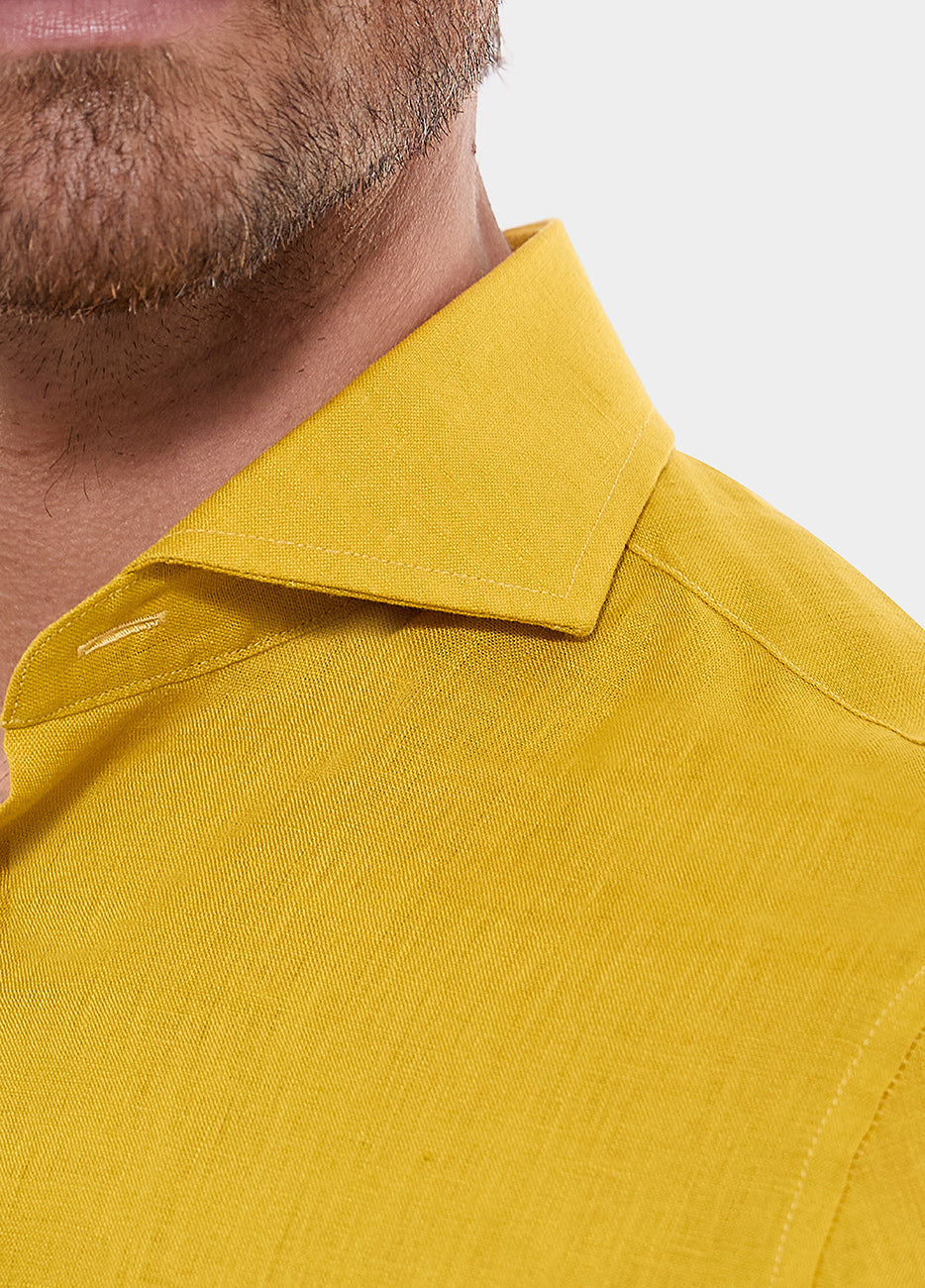 Camisa Fil A Fil Amarillo Golden