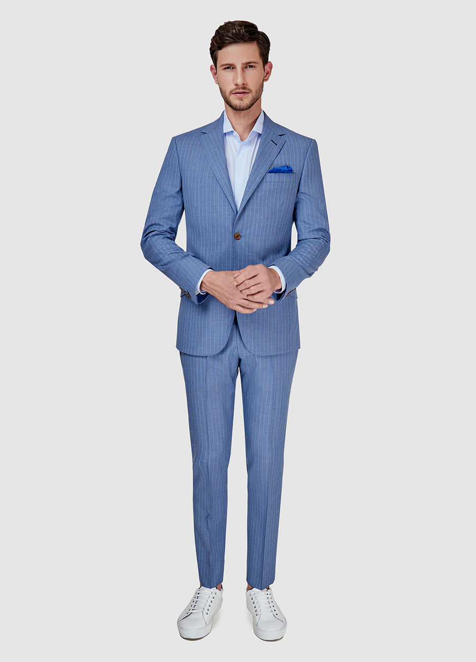 Traje Raya Diplomática Azul Claro / Línea Gris Claro| HAVOC