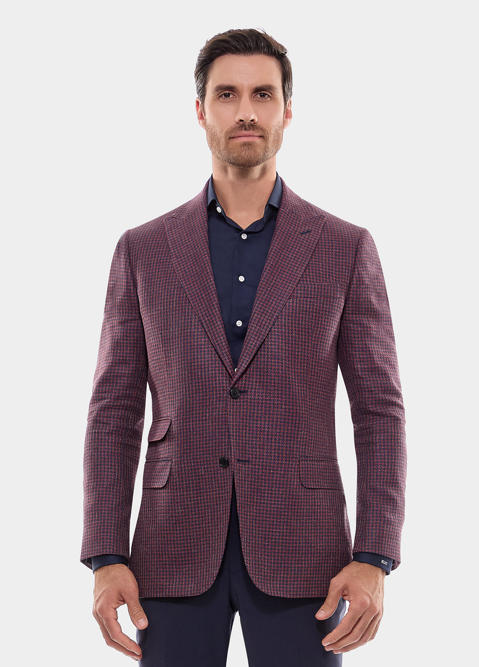 Blazer Pata De Gallo Azul Medianoche Y Carmesí| HAVOC