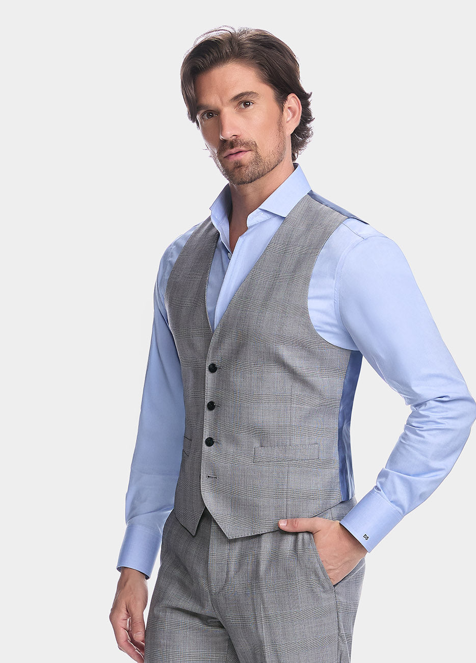 HAVOC Chaleco Principe De Gales Gris Y Azul