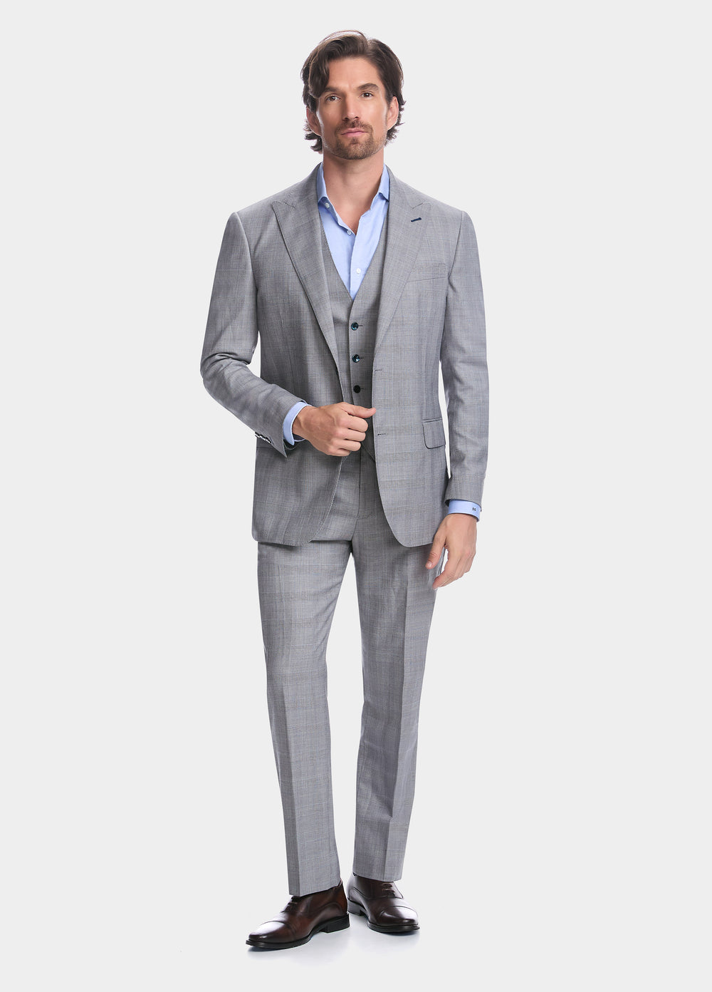 HAVOC Traje Principe De Gales Gris Y Azul