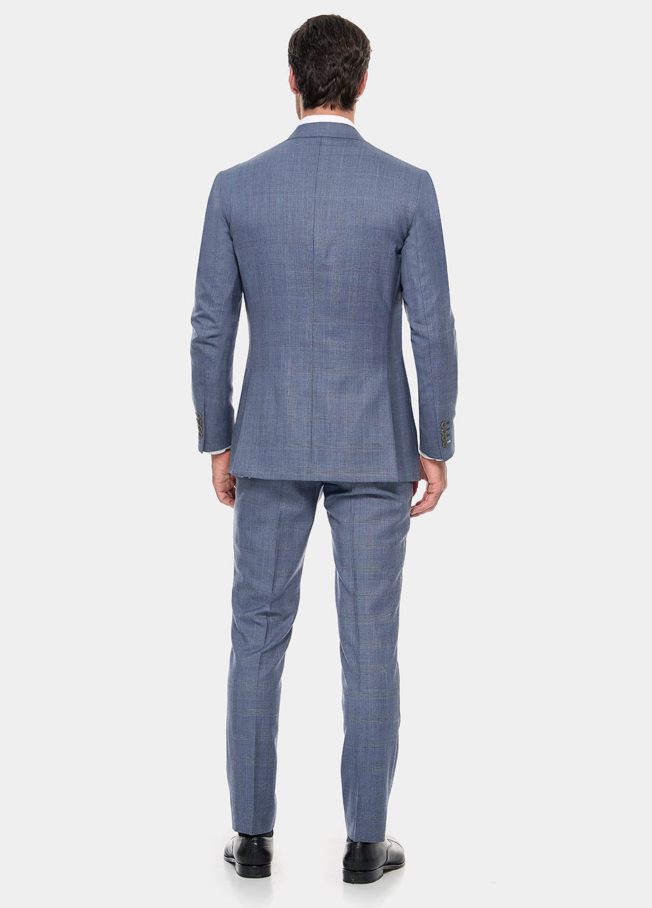 Traje Principe De Gales Azul Prusia Línea Azul Marino Y Fucsia