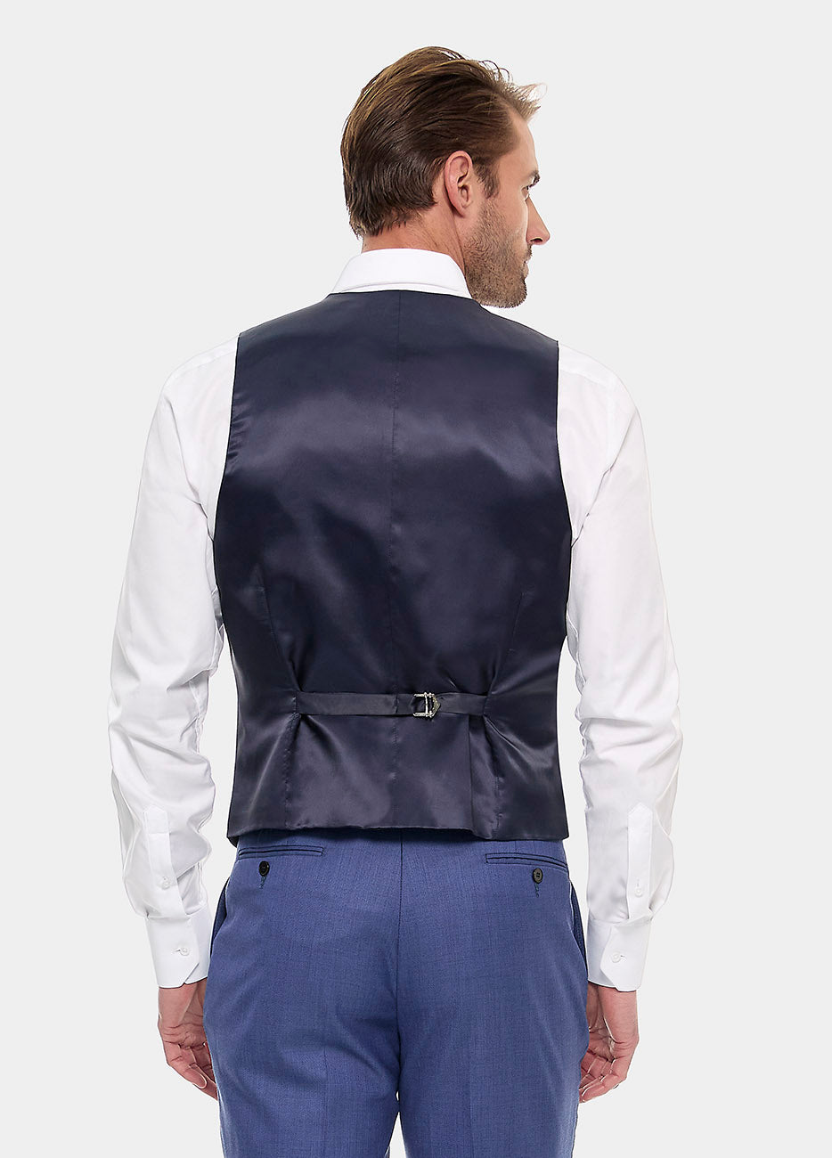 Chaleco Sarga Azul Zafiro Lana Super 140'S