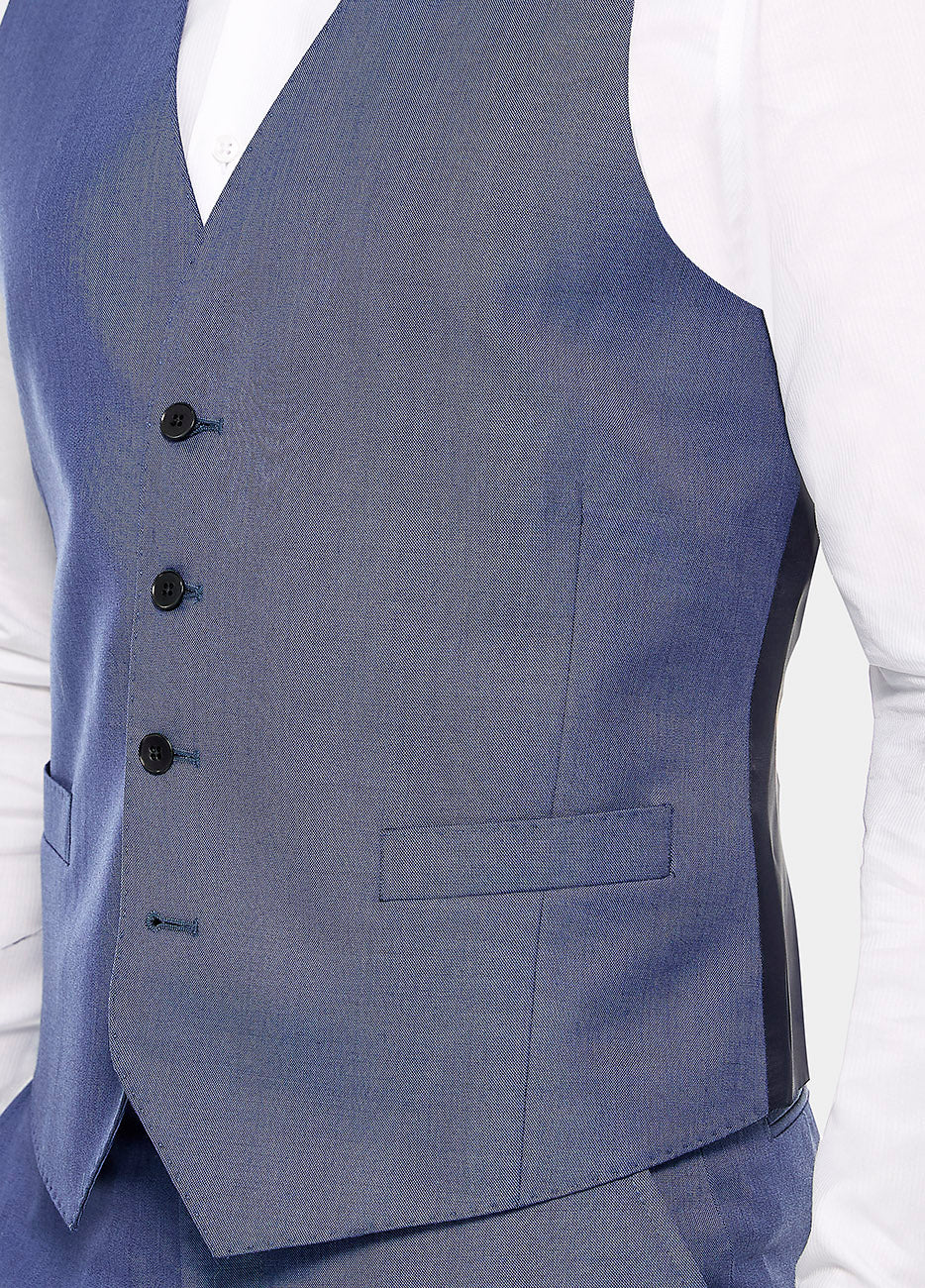 Chaleco Sarga Azul Zafiro Lana Super 140'S