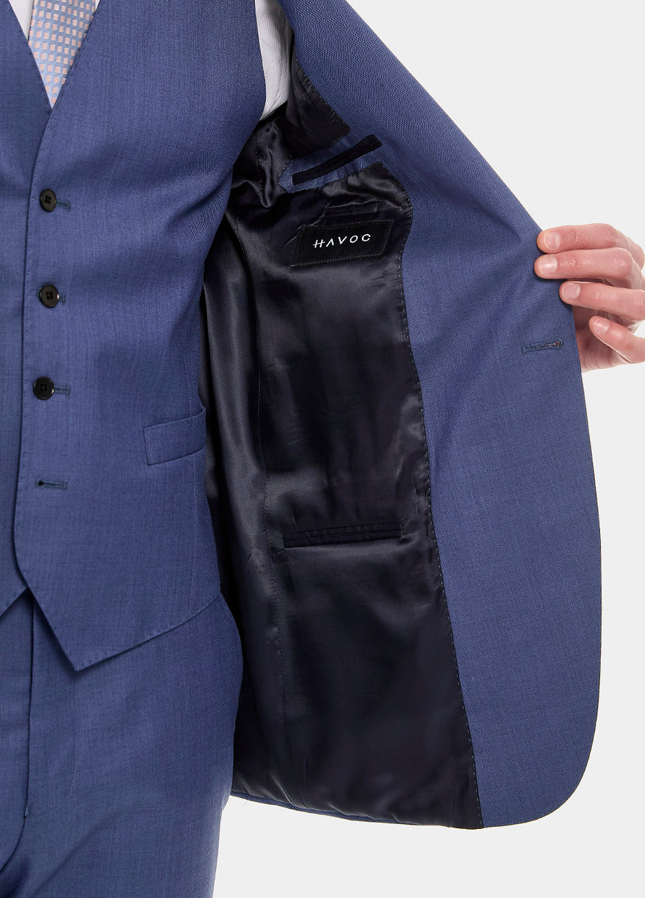 Blazer Sarga Azul Zafiro Lana Super 140'S
