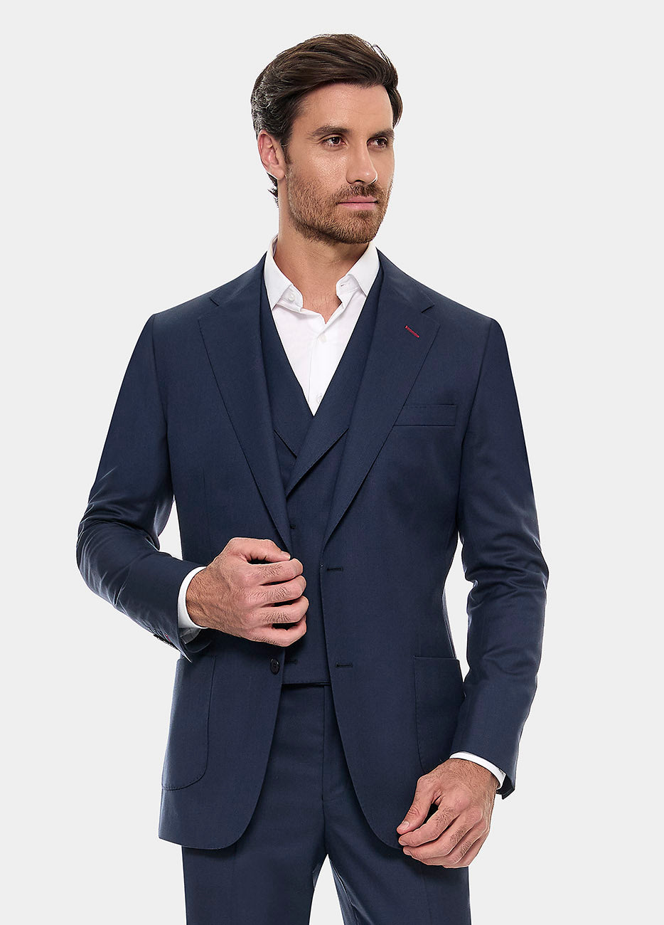 Blazer Sarga Azul Oxford Lana Super 140'S| HAVOC