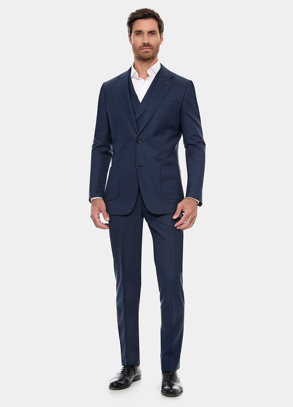 Traje Sarga Azul Oxford Lana Super 140'S| HAVOC