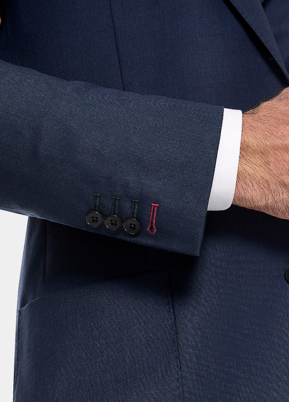 Havoc Traje Sarga Azul Oxford Lana Super 140'S