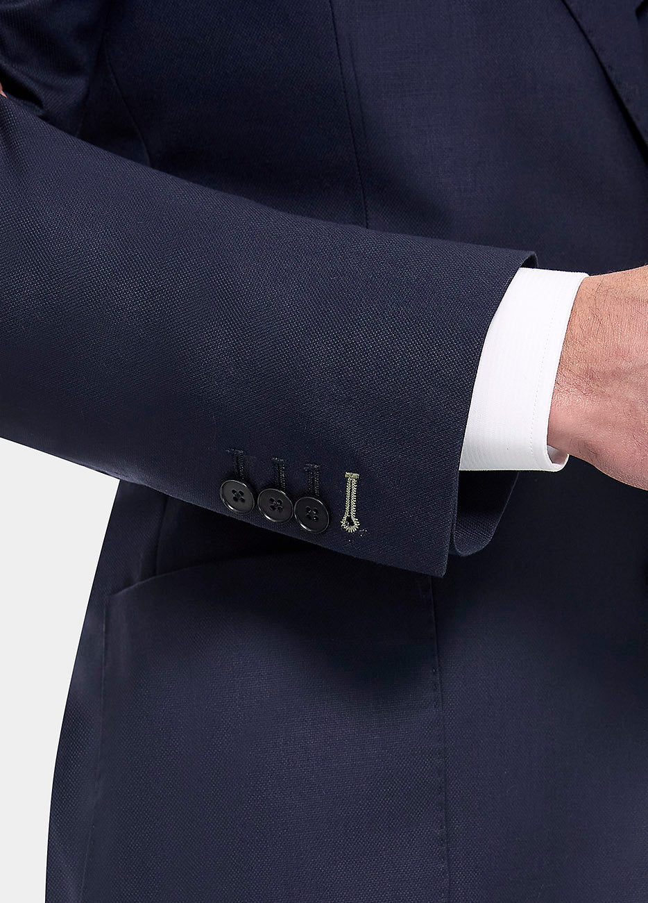 Blazer Pinpoint Azul Medianoche Lana Super 140'S