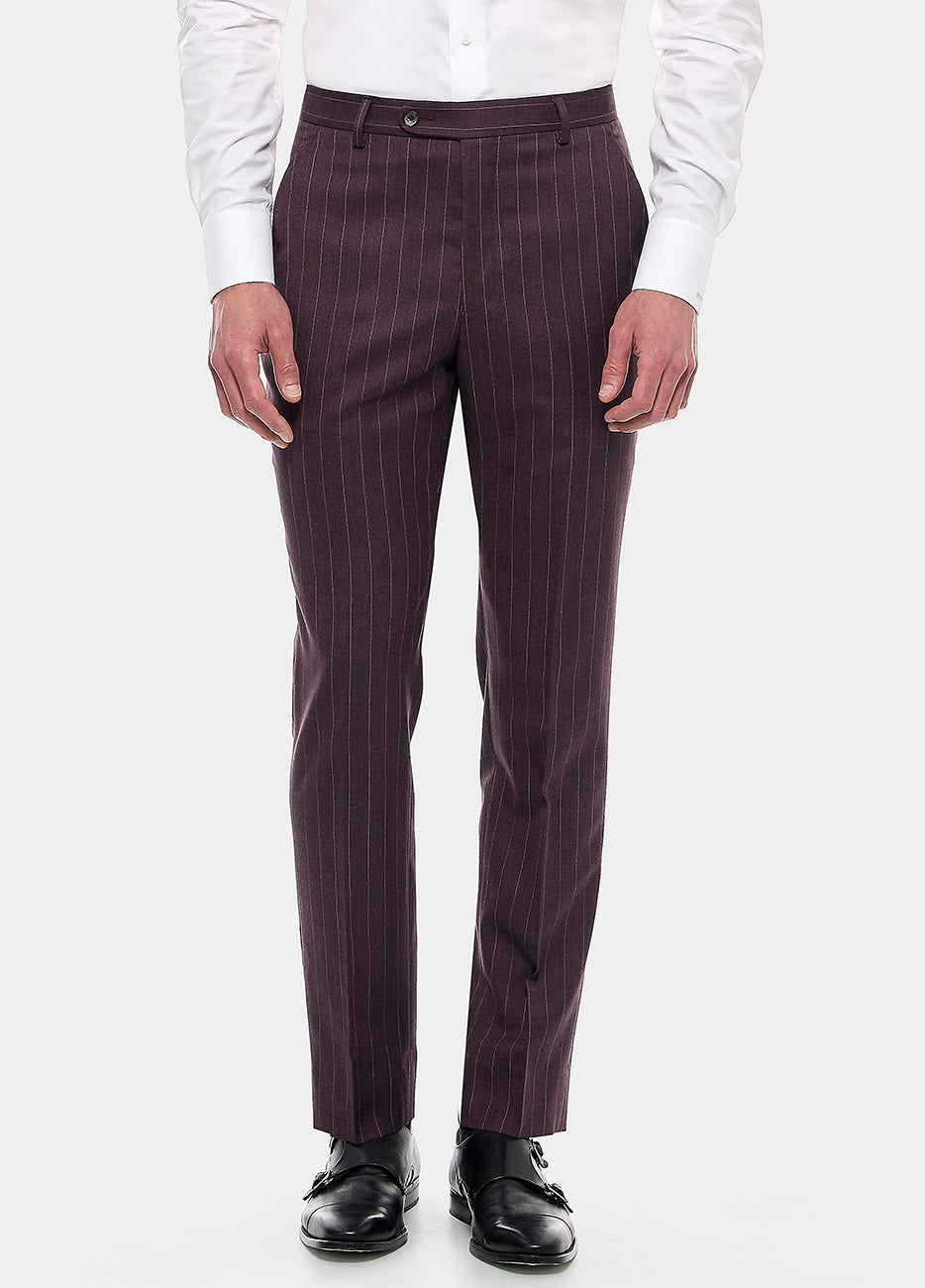 Pantalón Raya Diplomatica Vino Y Gris Perla| HAVOC