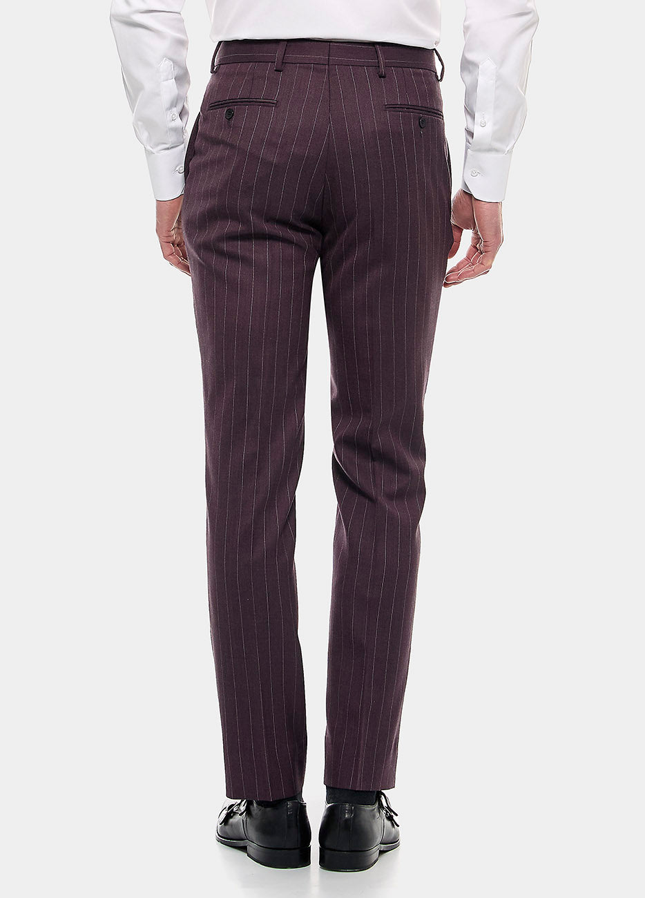 Pantalón Raya Diplomatica Vino Y Gris Perla