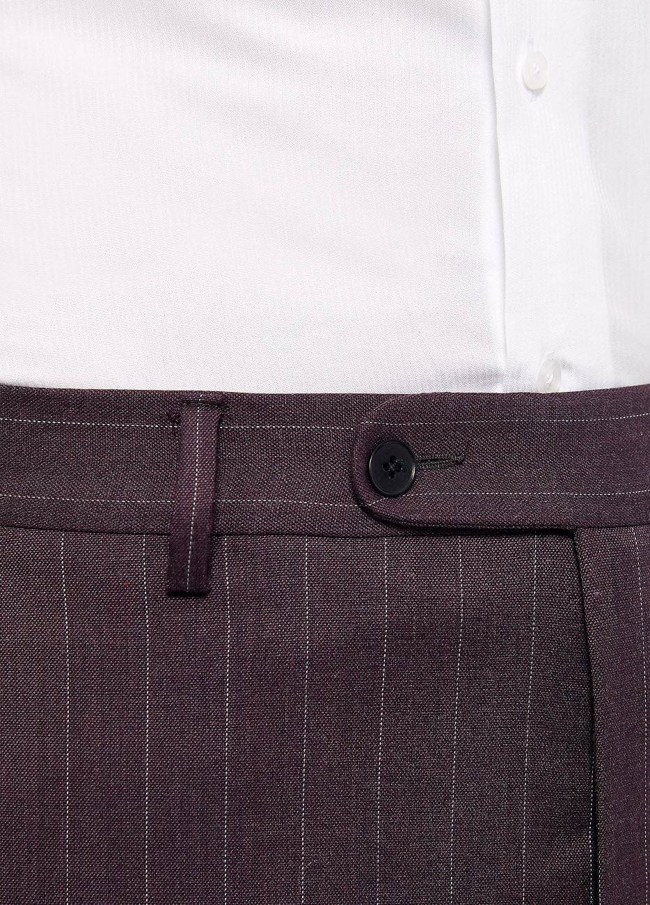 Pantalón Raya Diplomatica Vino Y Gris Perla