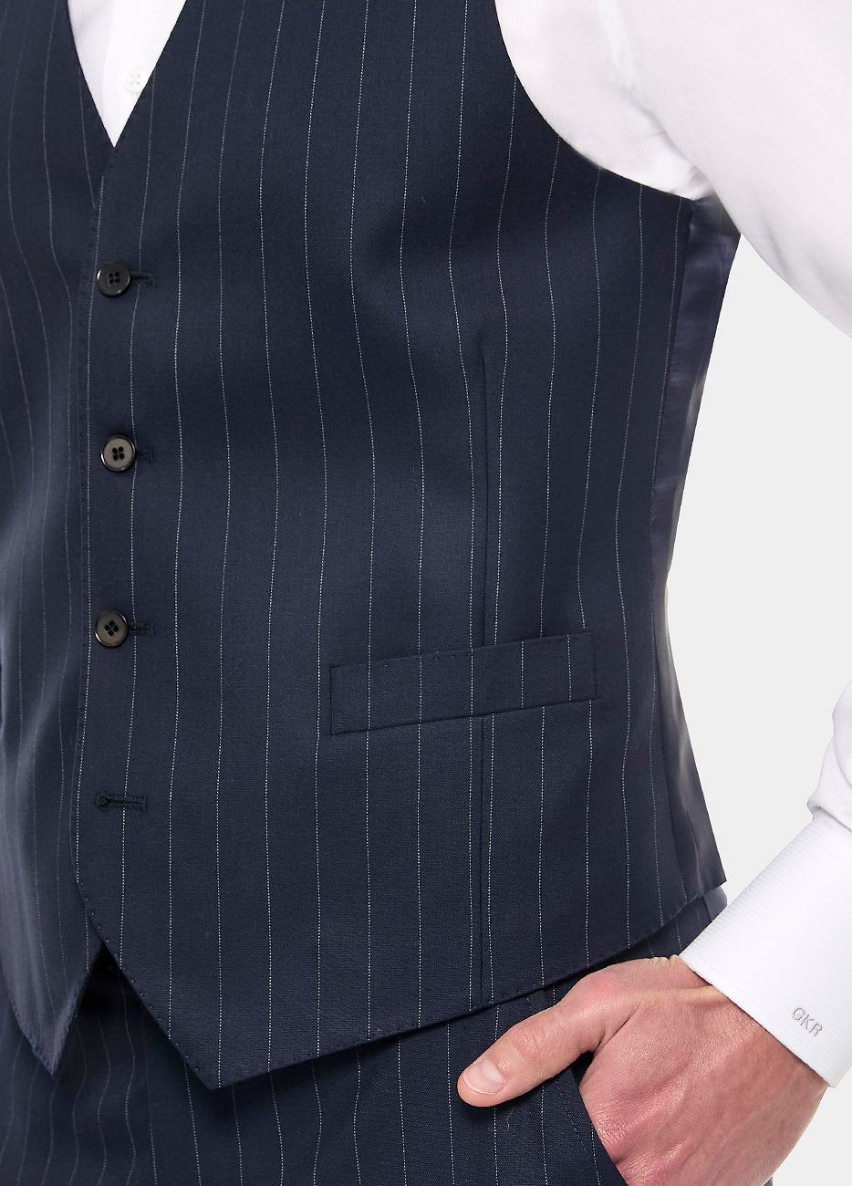 Chaleco Raya Diplomatica Azul Oxford Y Blanco
