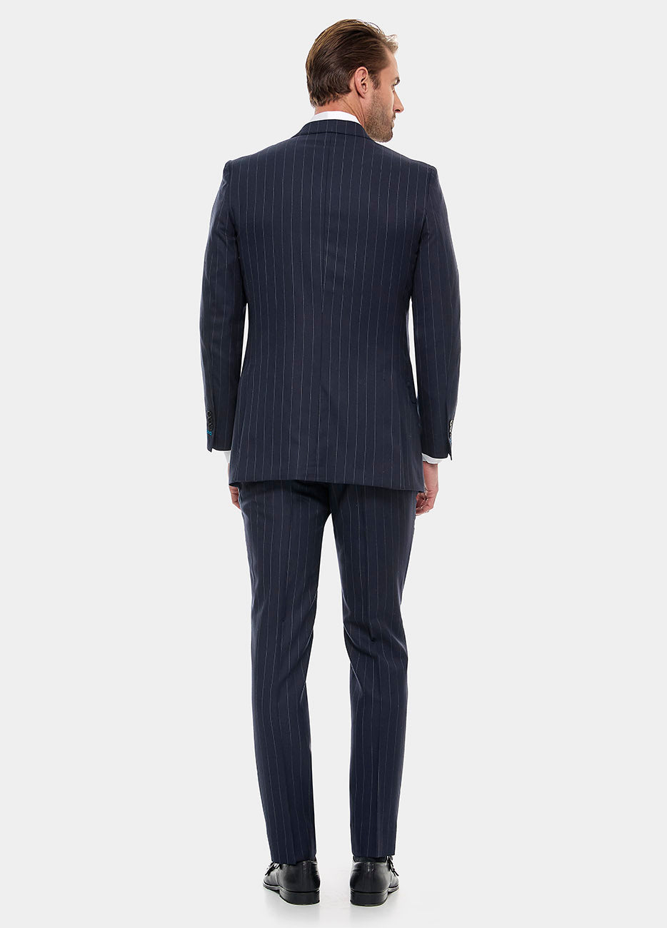 Traje Raya Diplomatica Azul Oxford Y Blanco