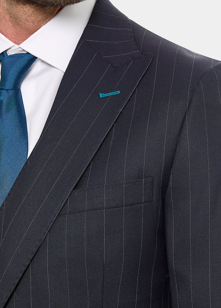 Traje Raya Diplomatica Azul Oxford Y Blanco