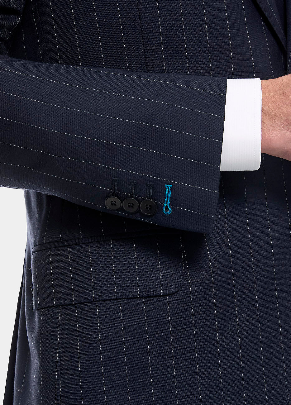 Traje Raya Diplomatica Azul Oxford Y Blanco