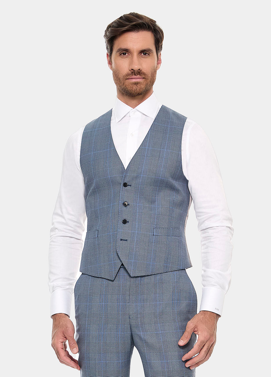 Chaleco Principe De Gales En Azules| HAVOC