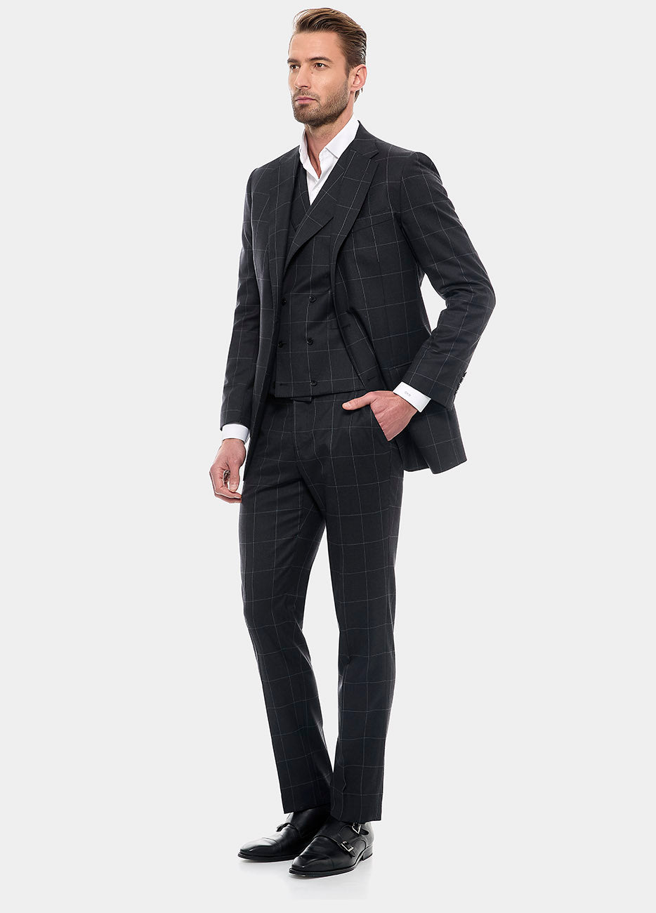 Traje Cuadro Ventana Gris Oxford Y Gris Plata| HAVOC