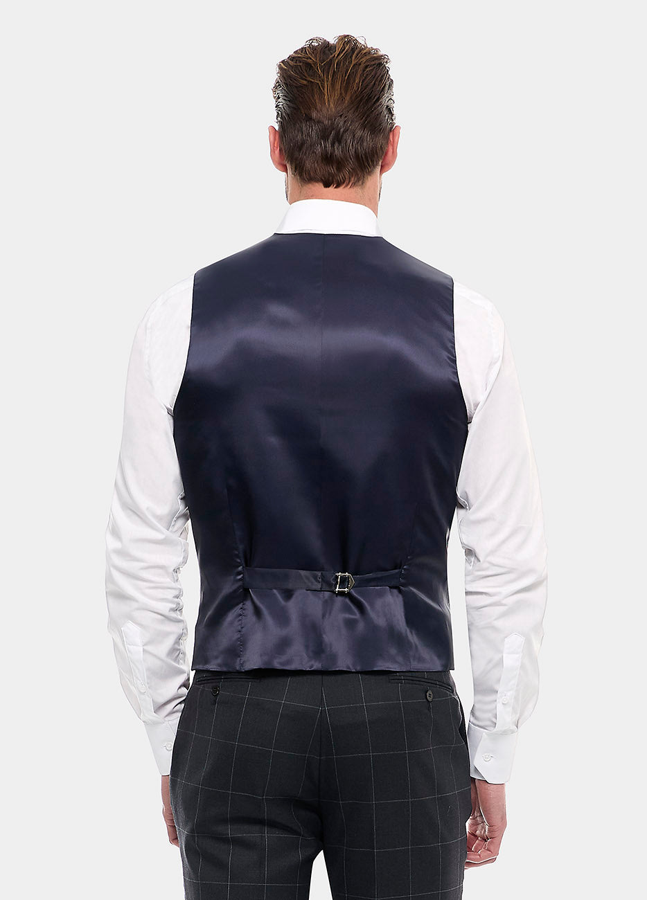 Chaleco Cuadro Ventana Gris Oxford Y Gris Plata