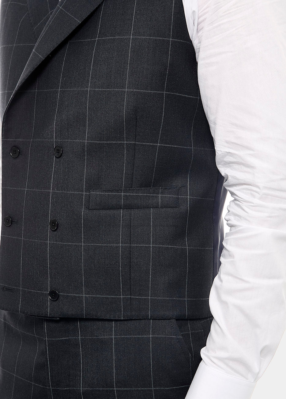 Chaleco Cuadro Ventana Gris Oxford Y Gris Plata