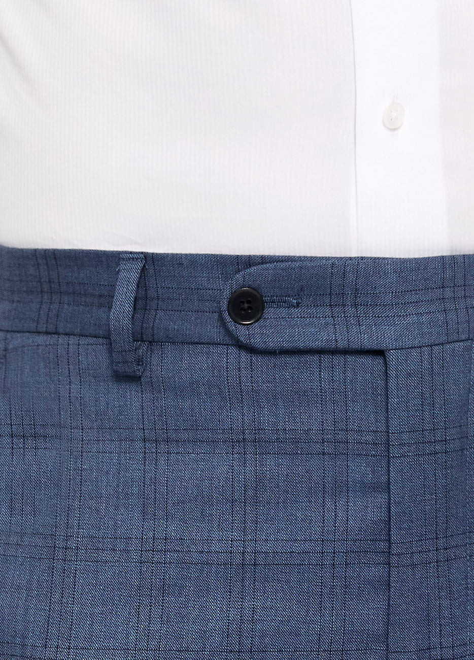 Pantalón Principe De Gales Azul Petroleo Y Azul Marino
