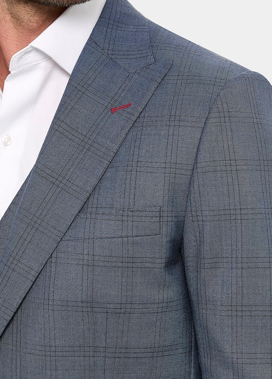 Traje Principe De Gales Azul Petroleo Y Azul Marino