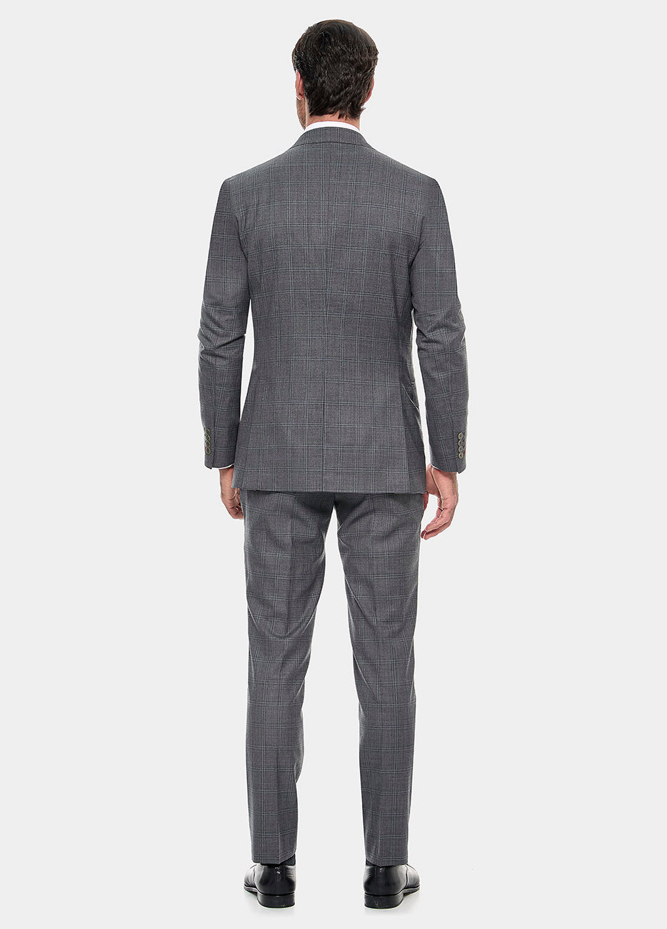 Traje Principe De Gales Gris Claro, Negro Y Azul