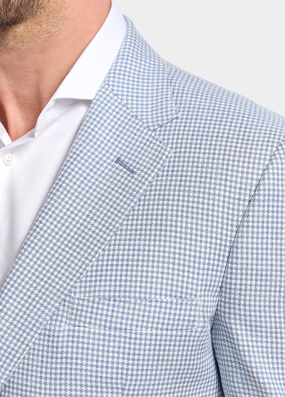 Blazer Azul Con Blanco Minicuadros