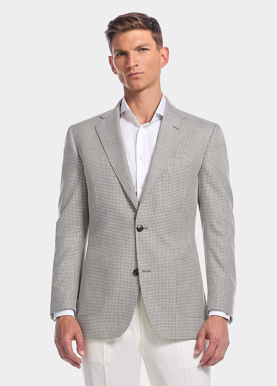 Blazer Café Con Blanco Minicuadros| HAVOC
