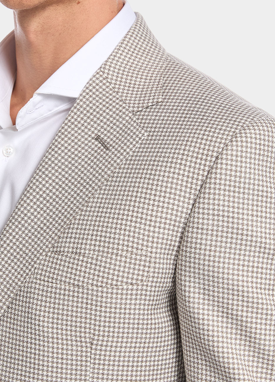 Blazer Café Con Blanco Minicuadros