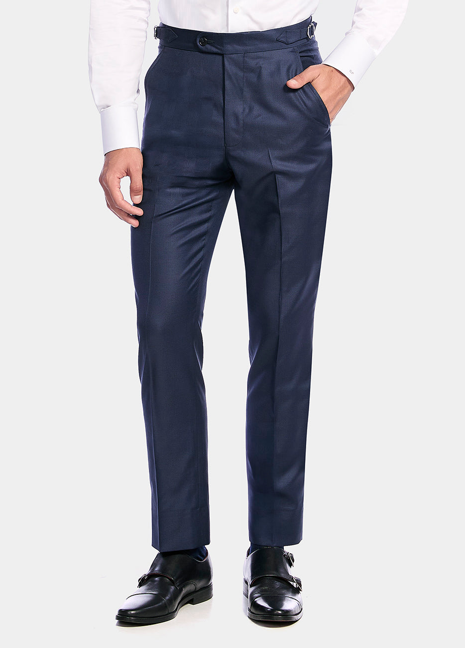 Pantalón Lana Super 170 Azul Marino Jaspeado