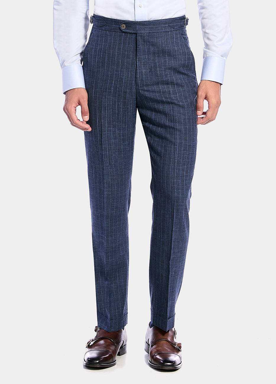 Pantalón Color Azul Con Rayas